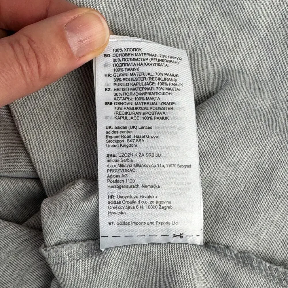 Adidas Grey Essentials Aeroready Graphic Logo Performance Hoodie Size XL - Picture 10 of 13